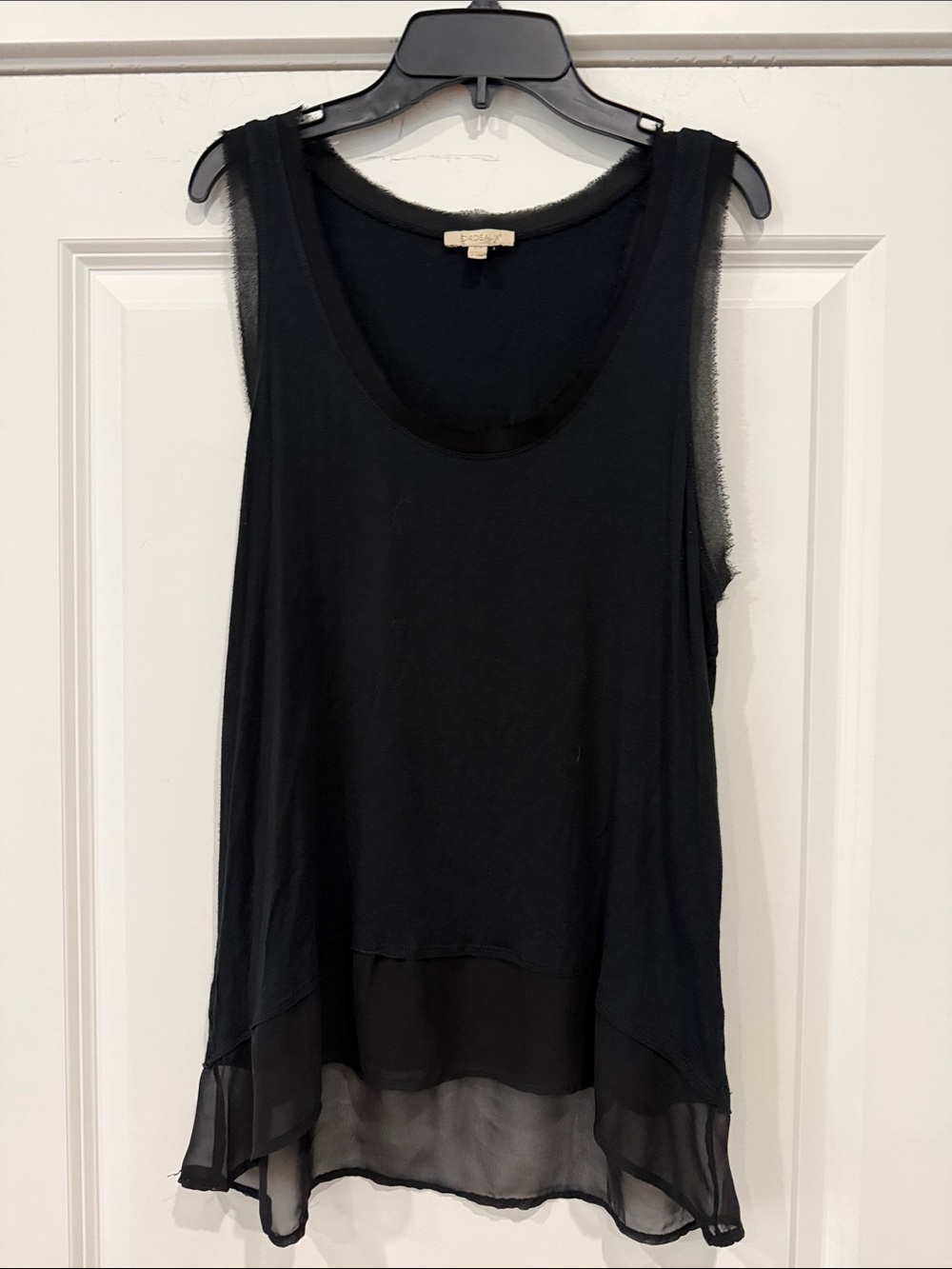 Bordeaux Black Layered Chiffon High Low Tank Top Small